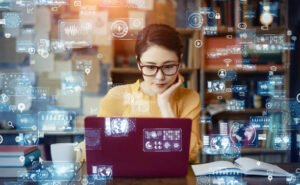 girl using laptop