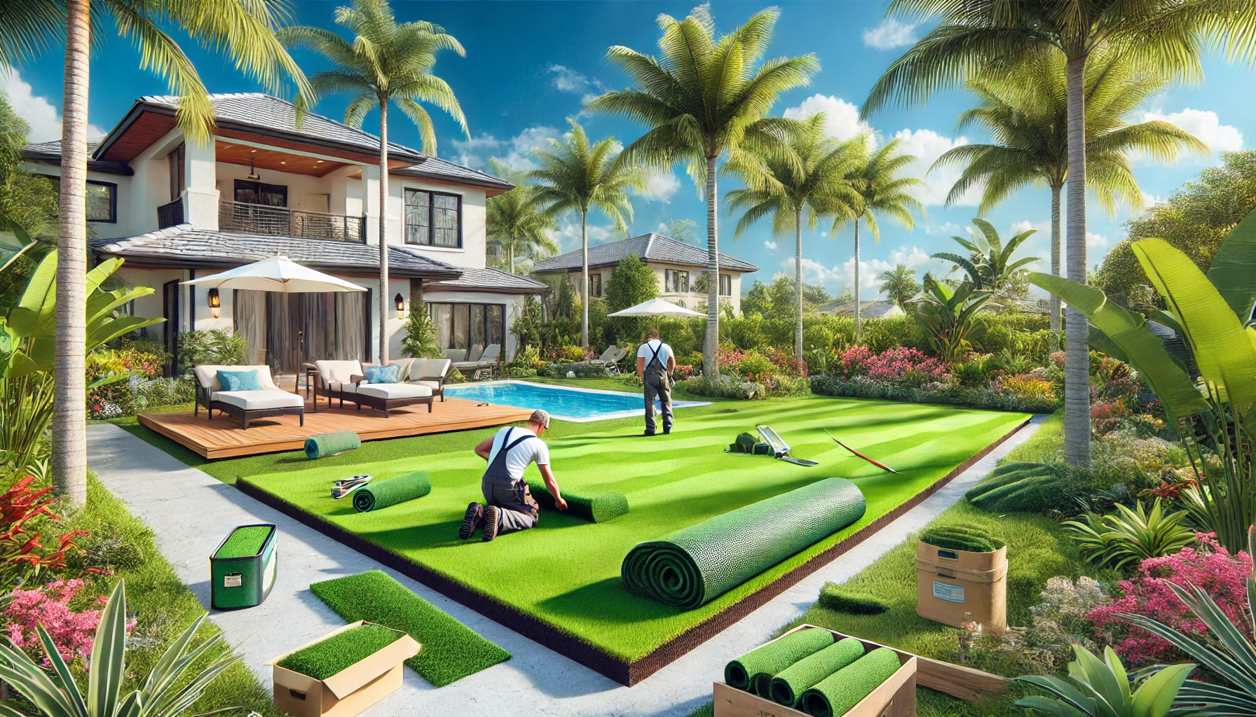 Synthetic lawn installation Jupiter