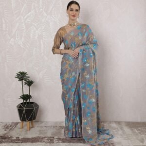 French chiffon saree
