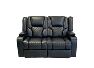 Orlando 2 Seater Electric Recliner Sofa Black Pure Leather