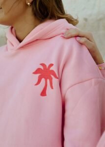 Pink Palm Puff Hoodie
