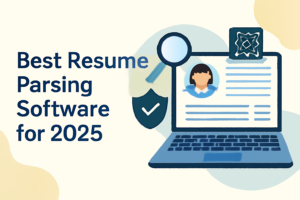 Best resume parsing software 2025 with AI-powered resume parsing displayed on a laptop screen.