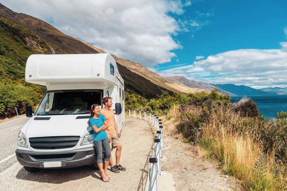 A Van with couplr on road trip