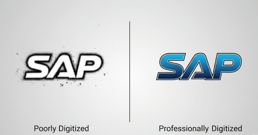 Comparison of low-quality vs professional embroidery digitizing results