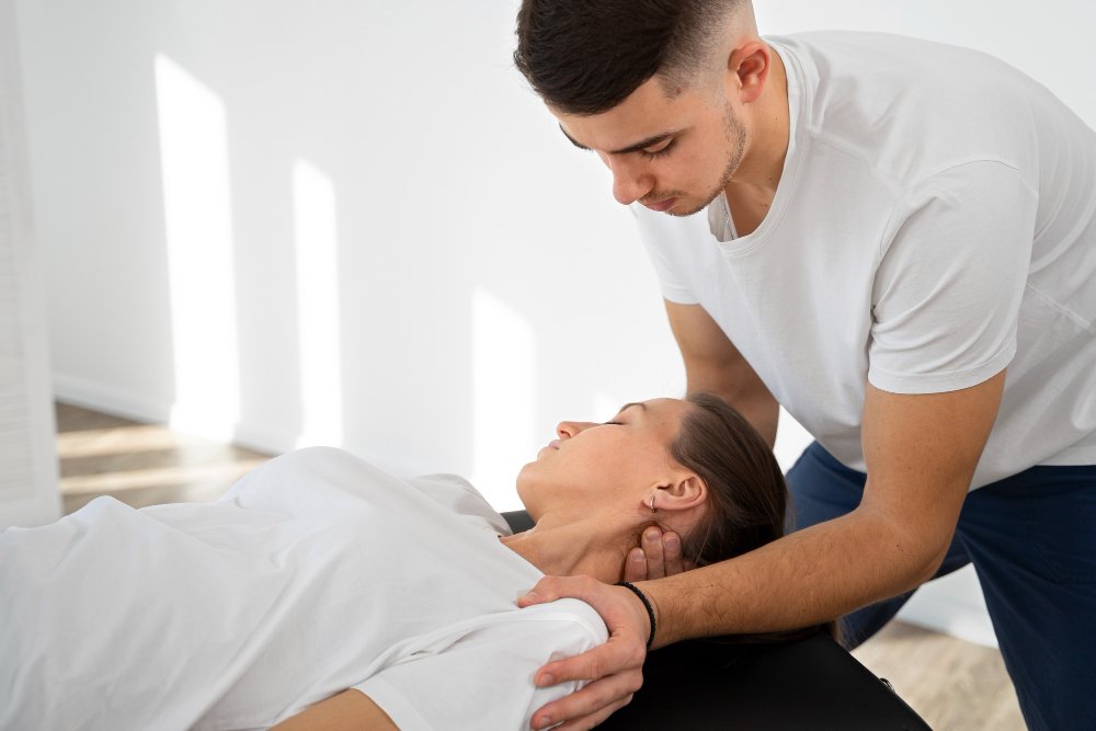 A person undergoes treatment with a chiropractor in Alabang