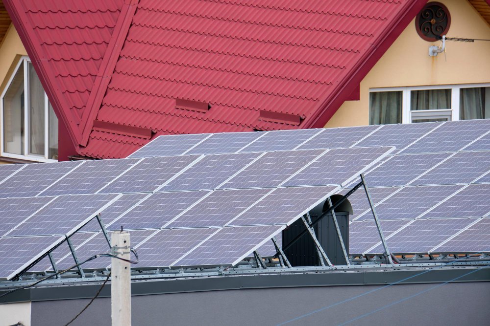 Solar panels on residential rooftop