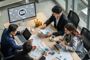 Business men and woman in a meeting