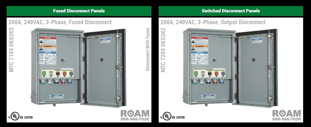Company Switches & Output Disconnect Panels with Cam-Locks