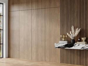 interior with wood-like wall cladding